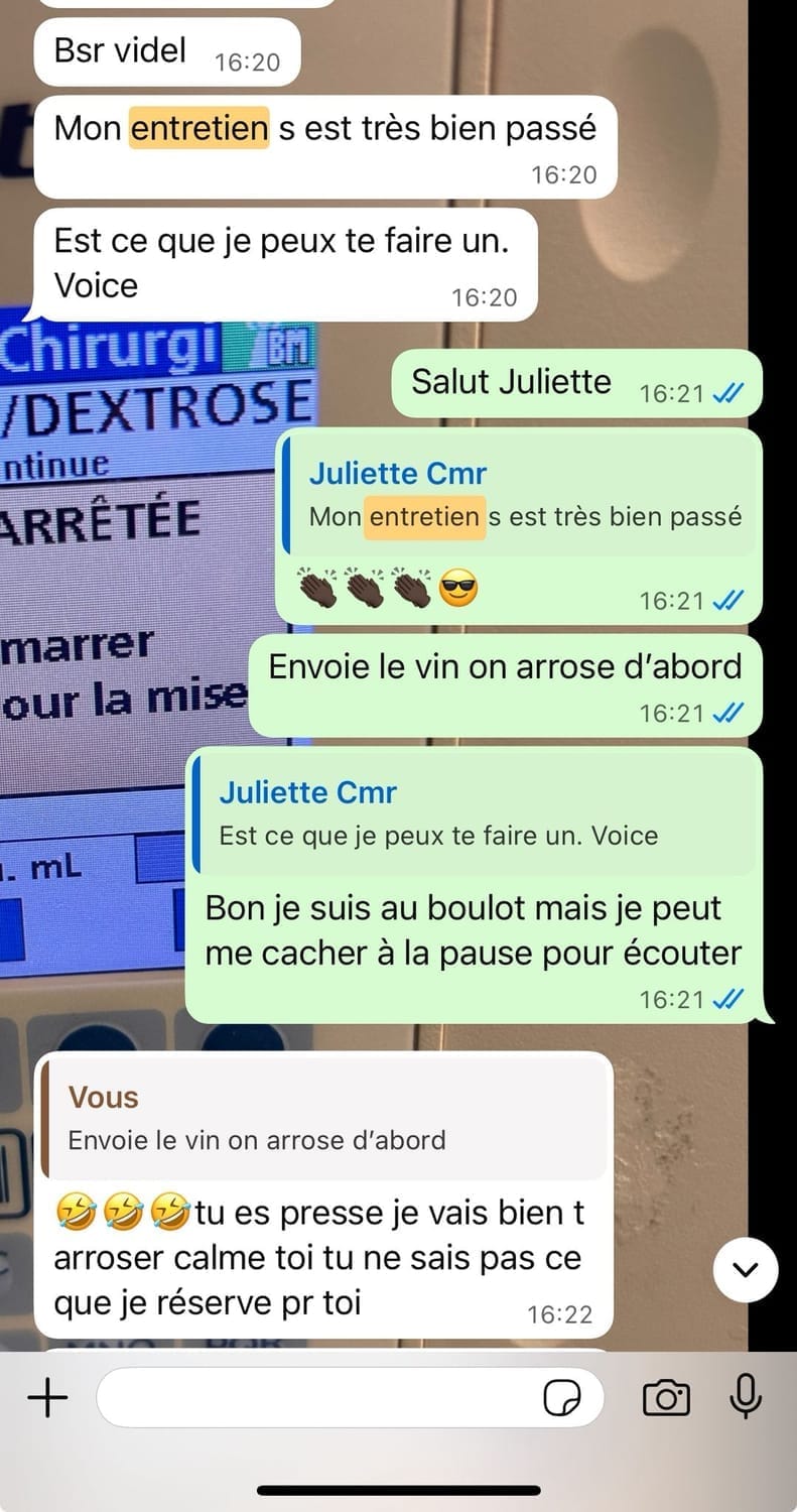Juliette · Entretien réussi